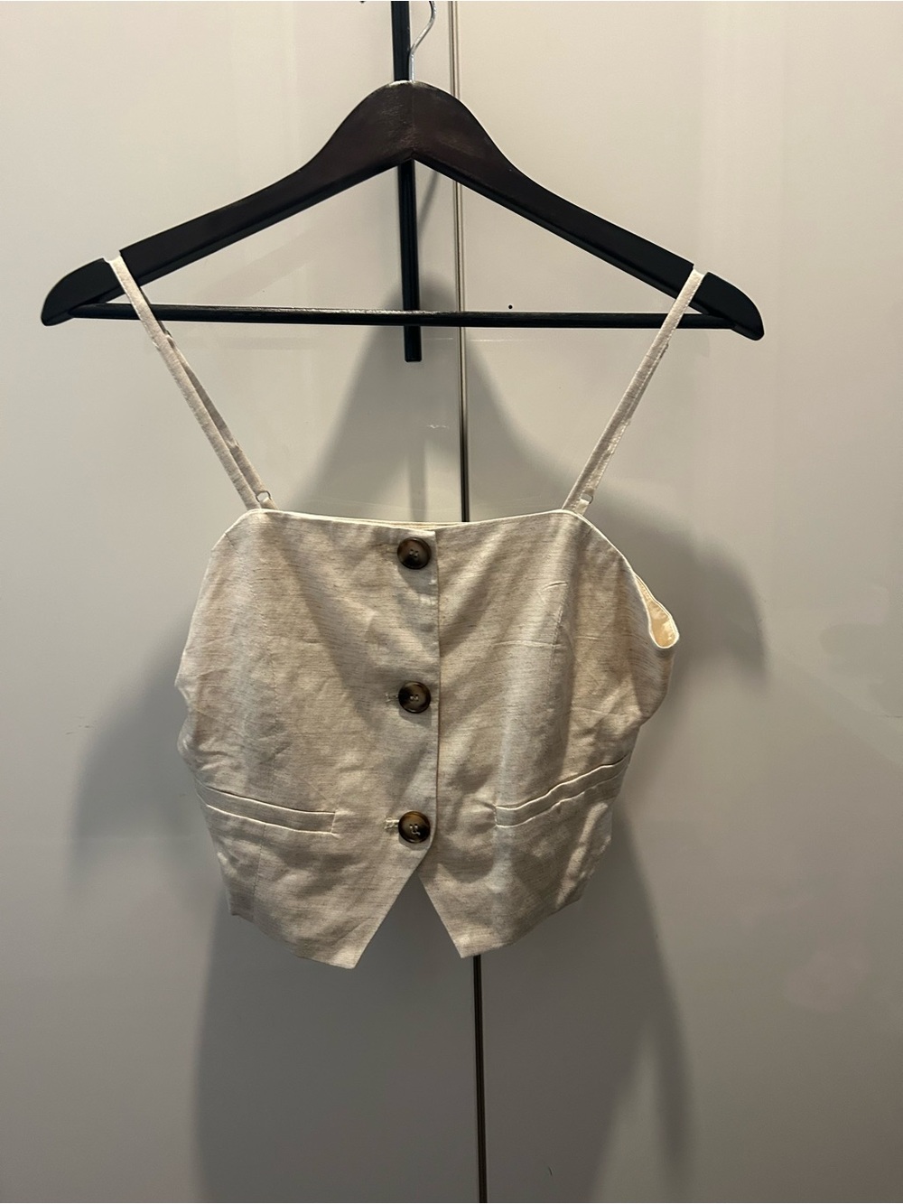 Classic Cream Button-Front Cami with Adjustable Straps